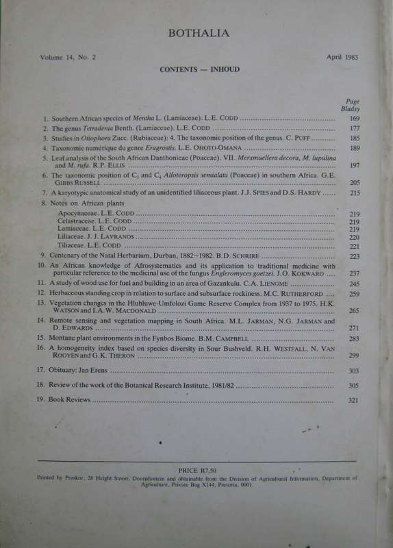 Bothalia  Six Volumes