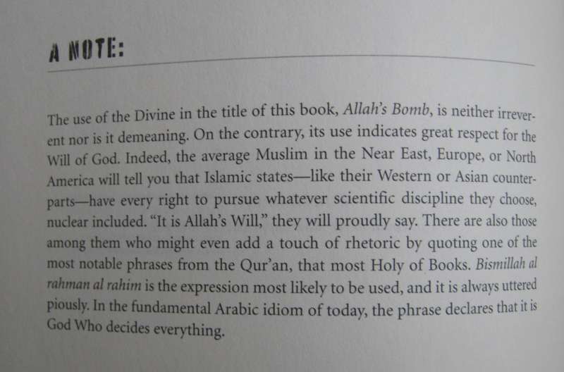 Allah's Bomb The Islamic Quest for Nuclear Weapons Al J Venter