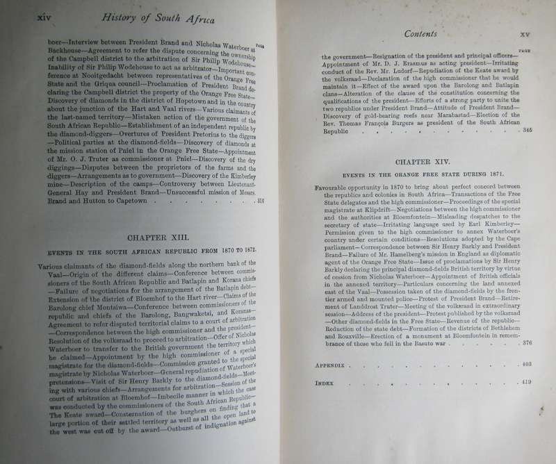 History of South Africa The Republics and Native Territories from 1854 to 1872 G m Theal