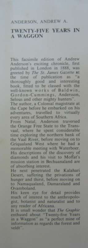 Twenty -Five Years In A Waggon Sport and Travel in South Africa Andrew A Anderson