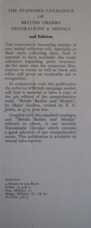 The Standard Catalogue of British Orders, Decorations & Medals E C Joslin