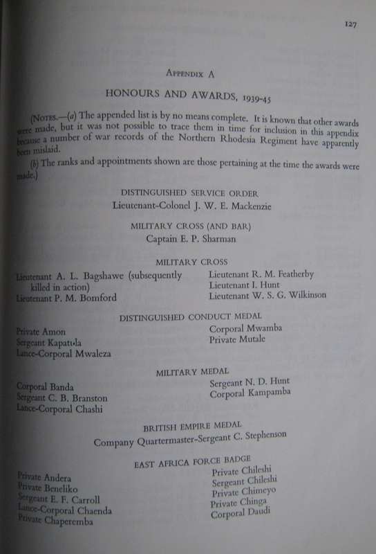 The Story of the Northern Rhodesia Regiment Edited by W V Brelsford