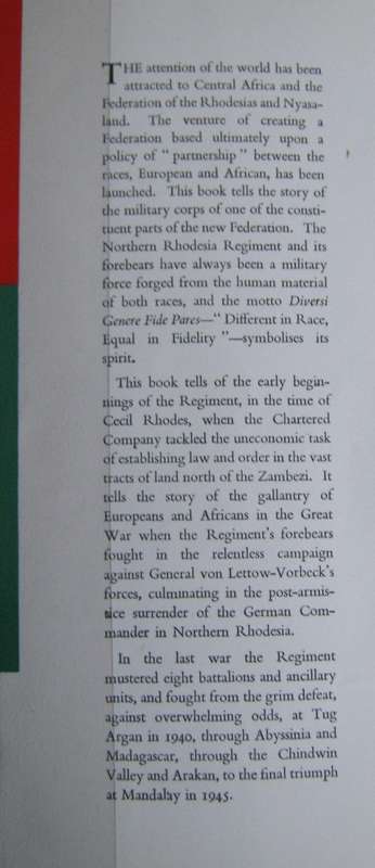 The Story of the Northern Rhodesia Regiment + I Remember Booklet Edited by W V Brelsford