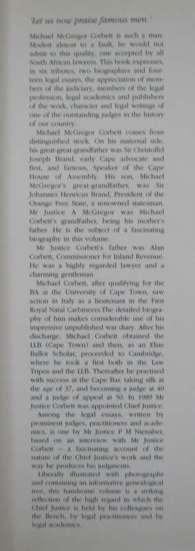 The Quest for Justice Essays Honouring of Michael McGregor Corbett, Chief Justice
