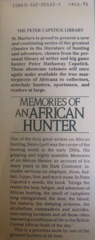Memories of an African Hunter Denis D Lyell