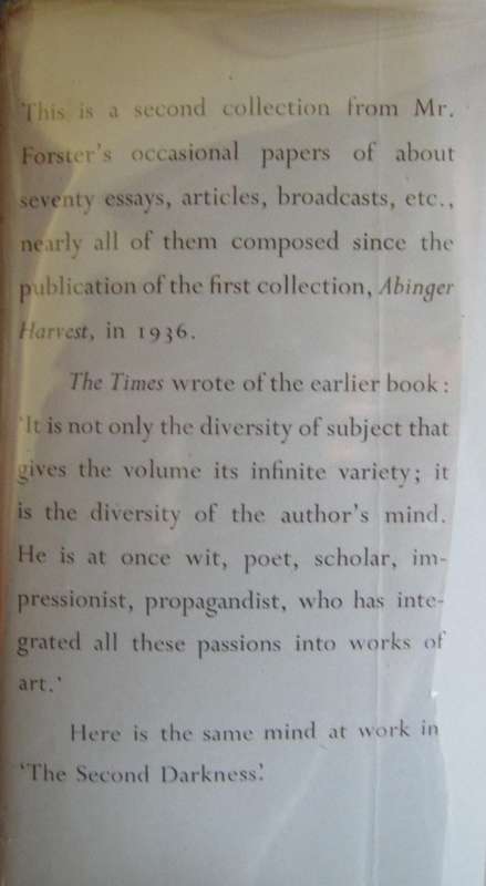 Two Cheers for Democracy  E M Forster    Publisher: Edward Arnold   Edition: First, 1951 I