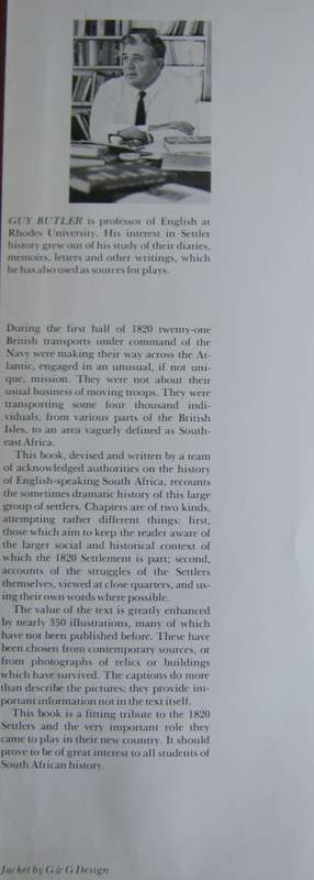 The 1820 Settlers An Illustrated Commentary  Edited by Guy Butler & John Benyon