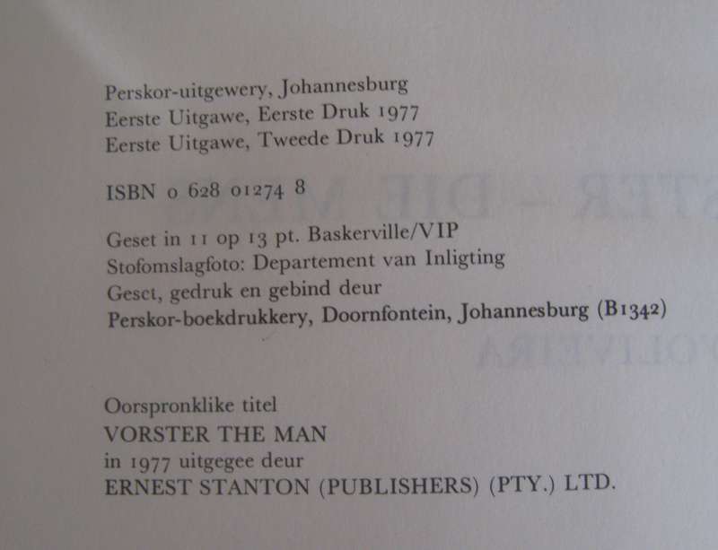 Vorster  Die Mens  Signed  John DOliveira