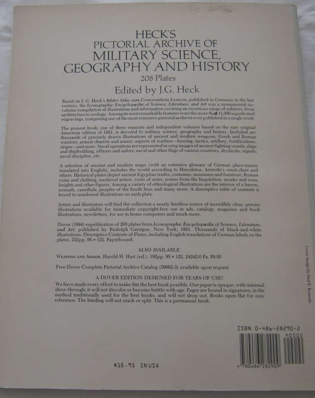 Hecks Pictorial Archive of Military Science, Geography and History J G Heck    P