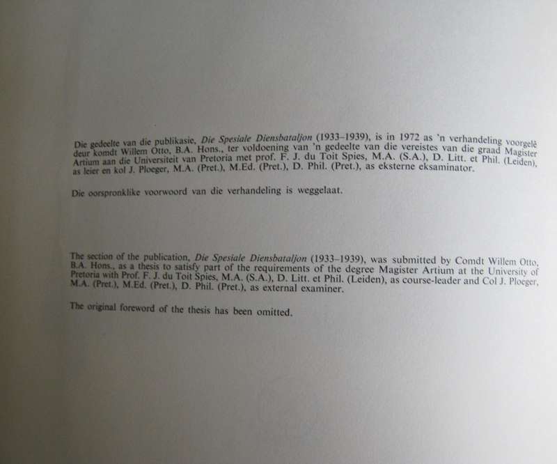 Die Spesiale Diensbatajon (1933-1973) Komdt W Otto