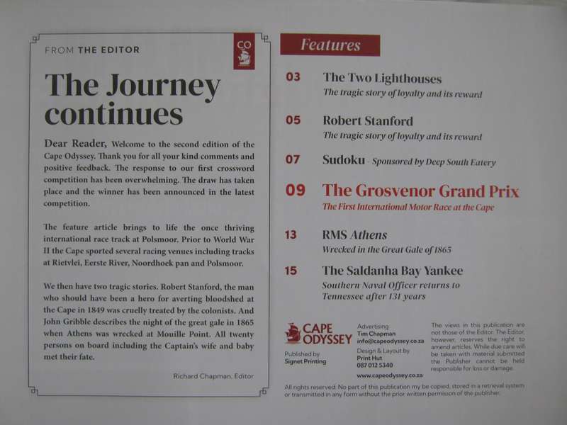 2 Copies of the Cape Odyssey Journals Editor  Richard Chapman