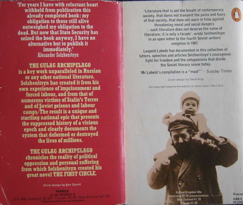 2 Solzhenitsyn Books. The Gulag Archipelago & Solzhenitsyn A Documentary Record