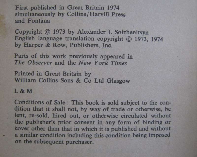 2 Solzhenitsyn Books. The Gulag Archipelago & Solzhenitsyn A Documentary Record
