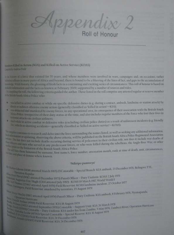 Blue and Gold The History of the British South Africa Police 1889  1980