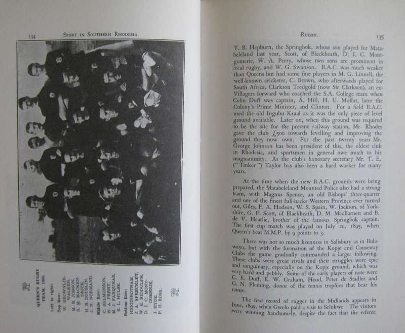 The Story of Rhodesian Sport Volume 1 1889-1935 J de L Thompson
