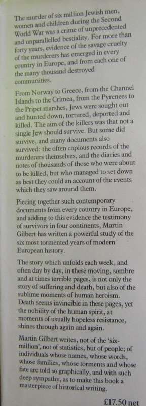 The Holocaust, The Jewish Tragedy Martin Gilbert