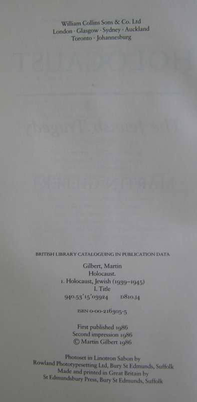 The Holocaust, The Jewish Tragedy Martin Gilbert