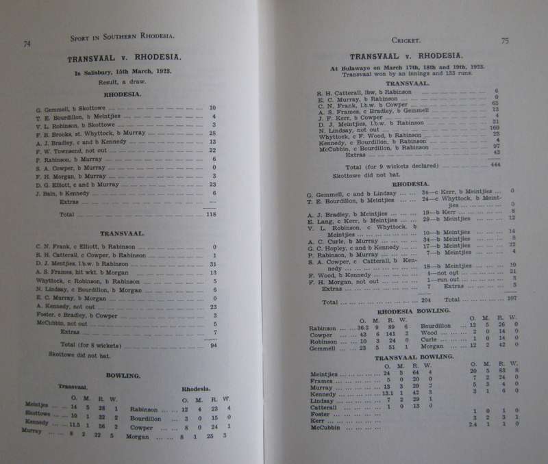 The Story of Rhodesian Sport Volume 1 1889-1935 J de L Thompson