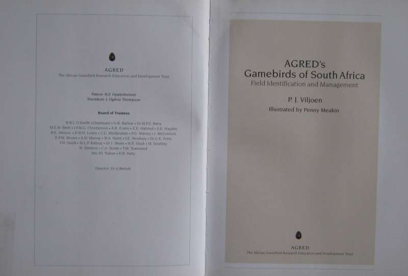 Agreds Game Birds of South Africa Field Identification and Management P J Viljoen.