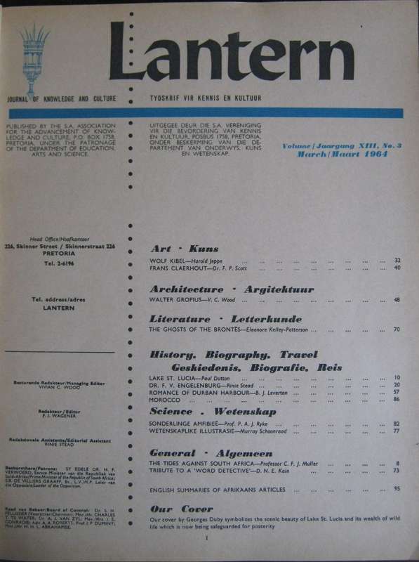 Lantern. Journal of Knowledge & Culture  3 Journals Managing Editor: Vivian C Wood