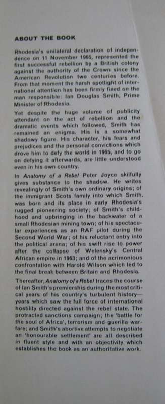 Anatomy of a Rebel Smith of Rhodesia:  A Biography Peter Joyce