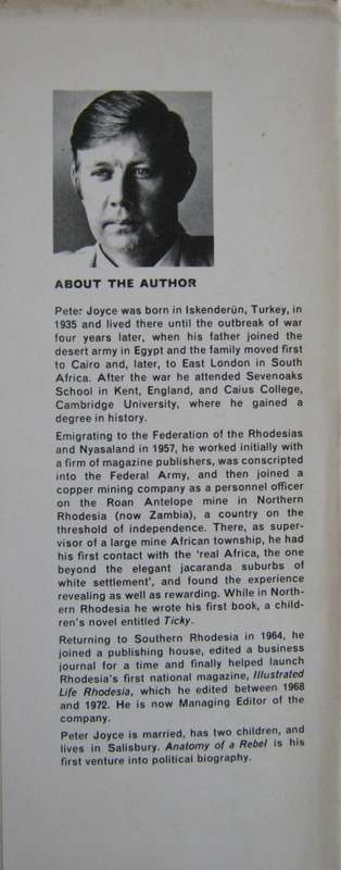 Anatomy of a Rebel Smith of Rhodesia:  A Biography Peter Joyce
