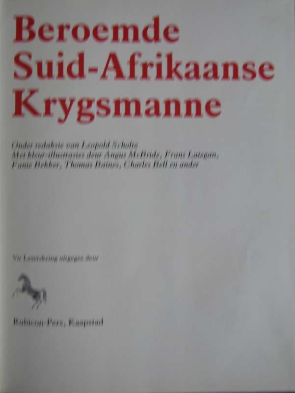 Beroemde Suid-Afrikaanse Krygsmanne Leopold Scholtz