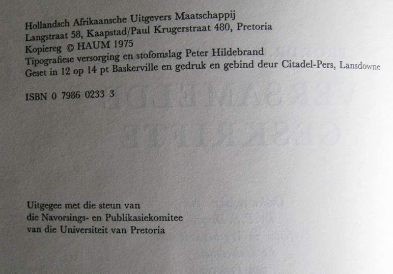 Versamelde Geskrifte Prof Dr C H Rauntenbach  P