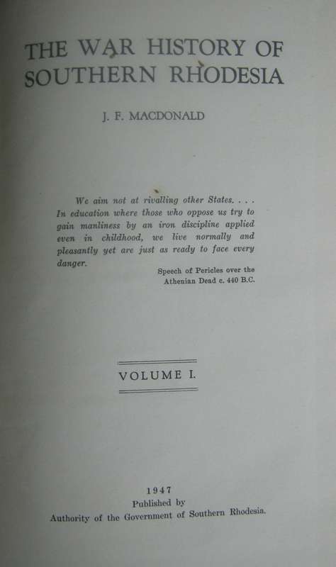 2 Volumes - The War History Of Southern Rhodesia 1939-1945  First Editions