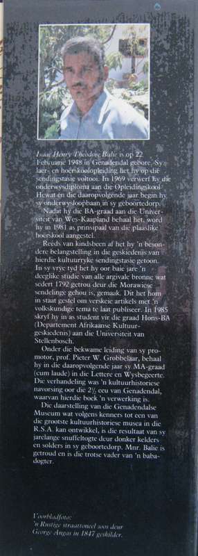 Die Geskiedenis Van Genadendal 1738-1988 Isaac Balie  Signed by the author