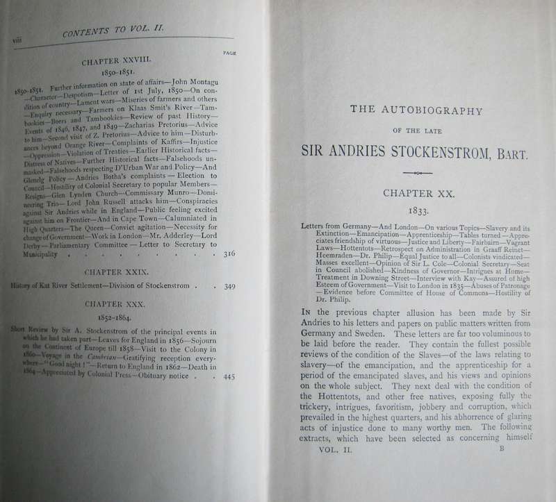 The Autobiography of the late Sir Andries Stockenstrom, Bart Volumes 1 & 2