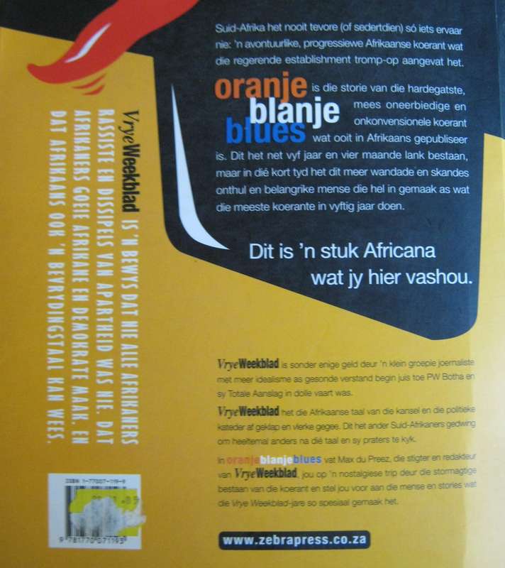 Oranje Blanje Blues n Nostalgiese Trip VryeWeekblad 88-94 Max Du Preez