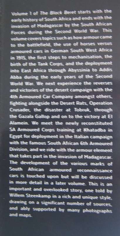 The Black Beret The History of South Africas Armoured Forces Volume 1  Signed by the author