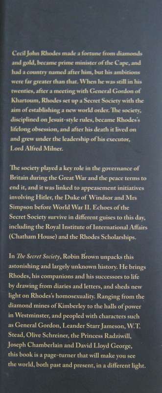 The Secret Society Cecil John Rhodess Plan for a New World Order Robin Brown Signed