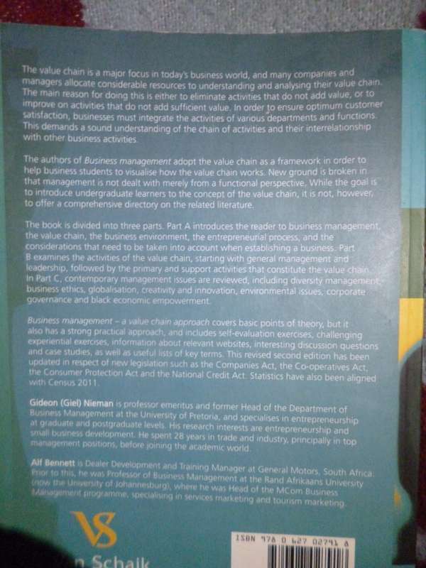 Business Management . A Value Chain Approach 2014