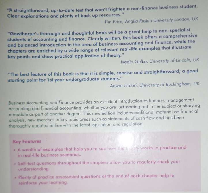 BUSINESS ACCOUNTING & FINANCE  4TH EDITION