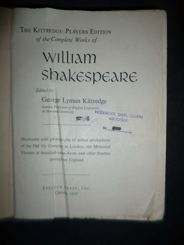 The Kittredge - players Edition of The Complete Works of William Shakespeare