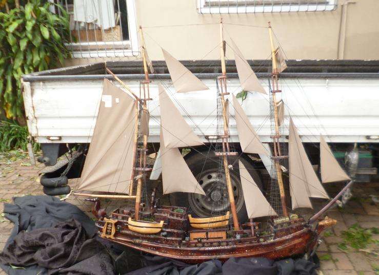 Large Wood Model Ship
