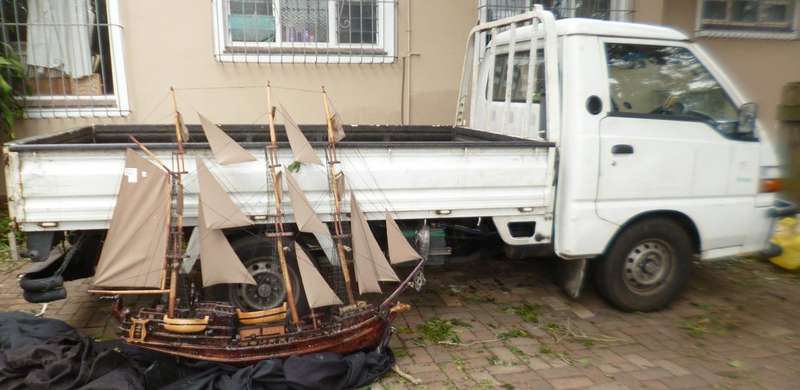 Large Wood Model Ship