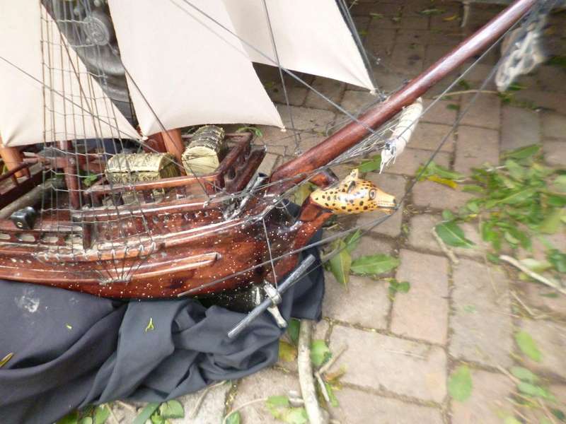 Large Wood Model Ship