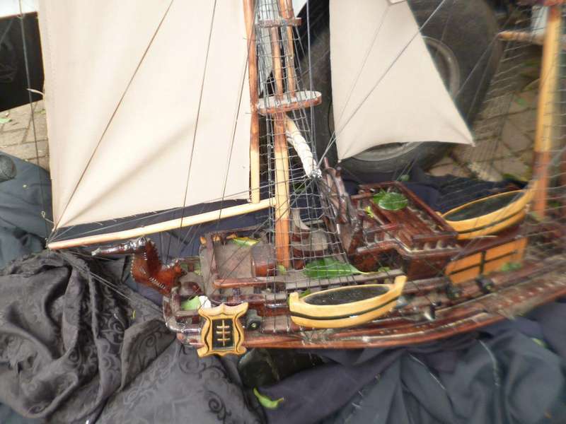 Large Wood Model Ship