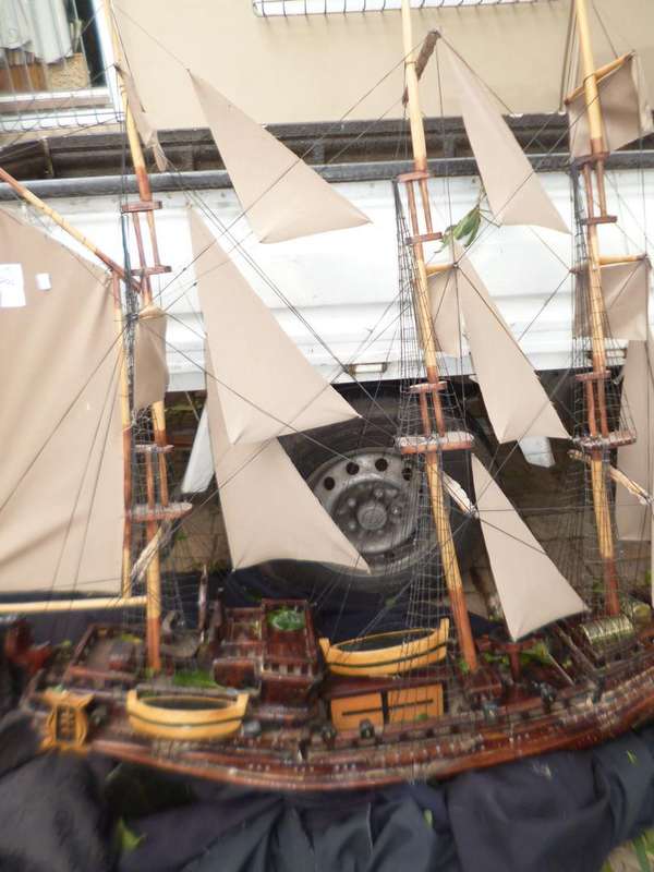 Large Wood Model Ship
