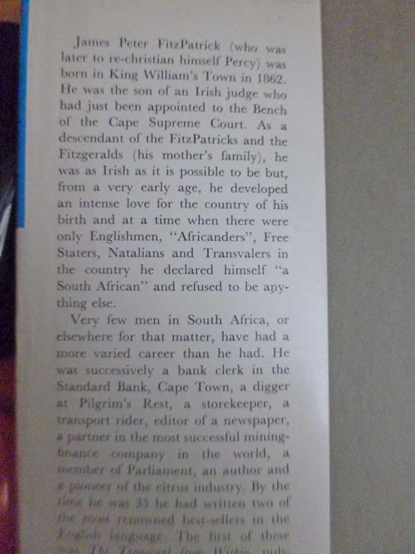 The First South African . The Life and Times of Sir Percy  Fitzpatrick