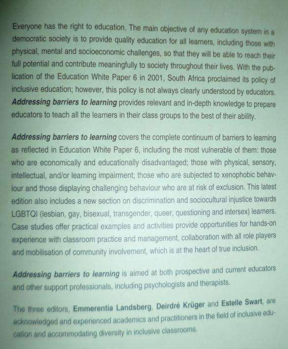 Addressing Barriers to learning