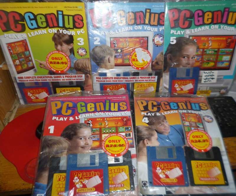 5 x PC Genius . Old Computer Game magazines with hard disks    circa 1995