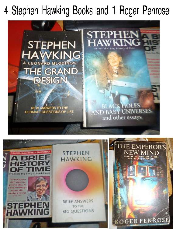 4 Stephen Hawking Books and 1 Roger Penrose