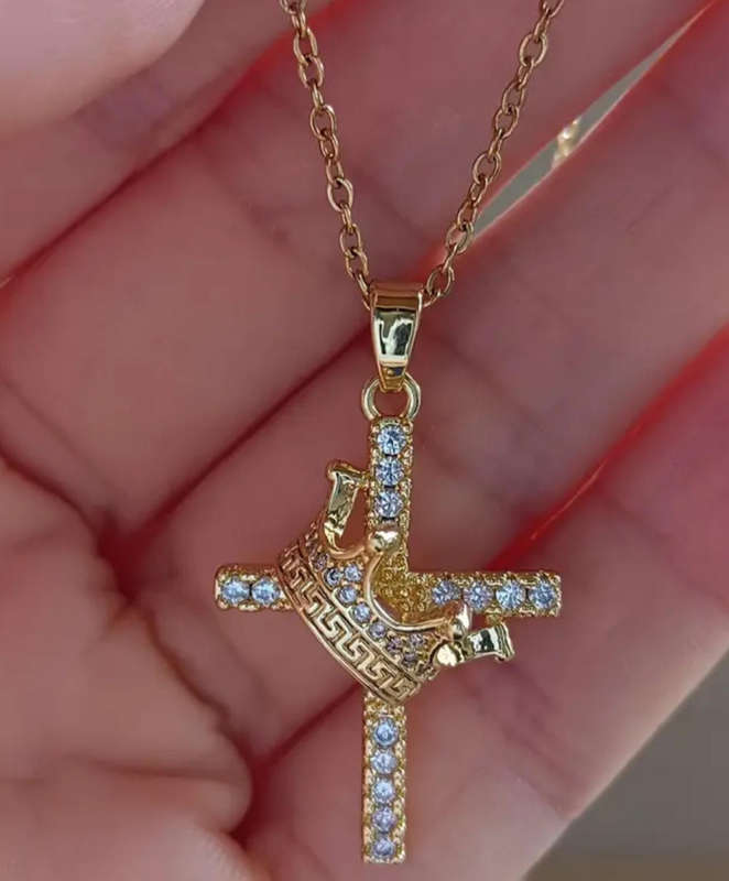 Cross with Crown Chain