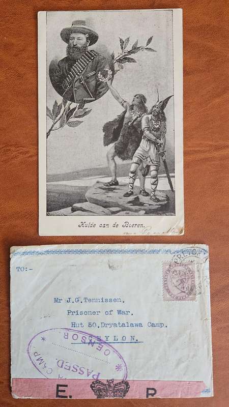 Boer war cover to Ceylon plus interesting postcard.