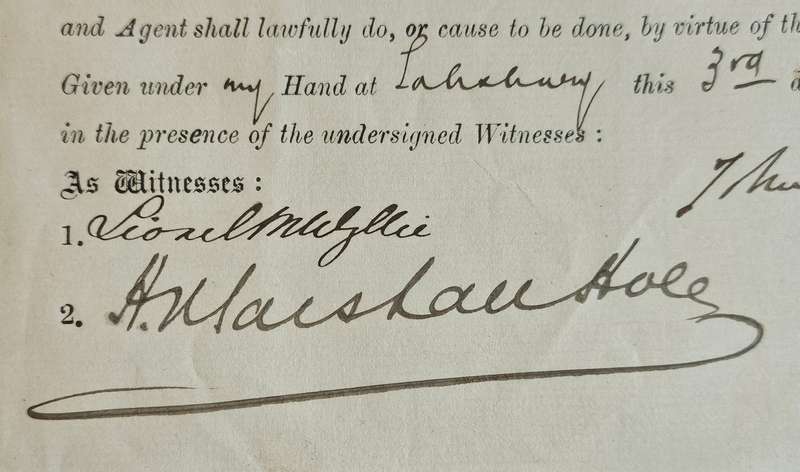 British South Africa Company signed document Sir John Christopher Willoughby and Marshall Hole 1894.