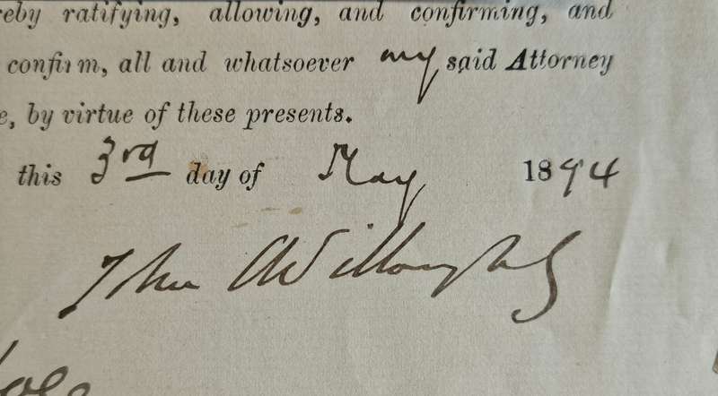 British South Africa Company signed document Sir John Christopher Willoughby and Marshall Hole 1894.